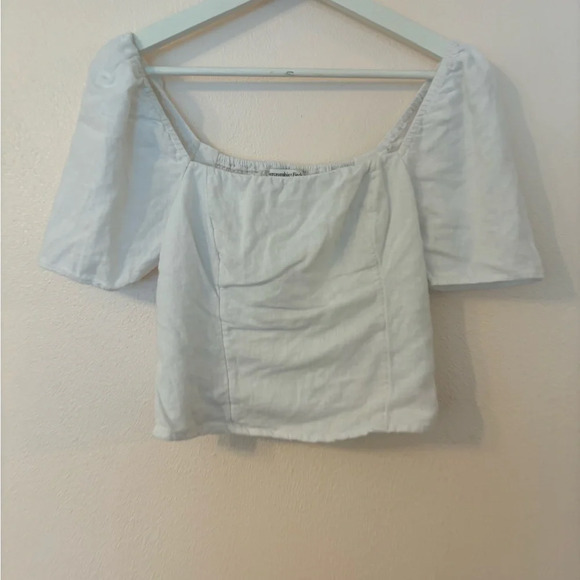 Abercrombie and Fitch White linen blend top size small - Picture 4 of 5